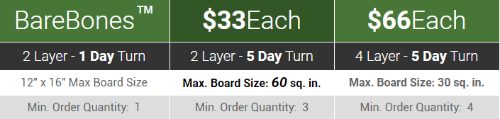 Cheap PCB options from Advanced Circuits